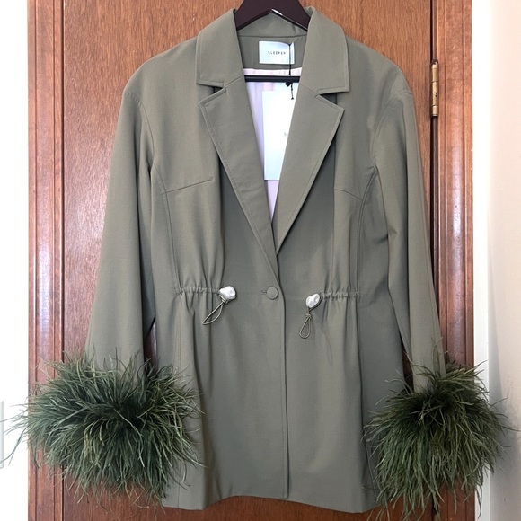 Sleeper Feather Blazer Girl With Pearl Button Jacket Sz S - Picture 2 of 8